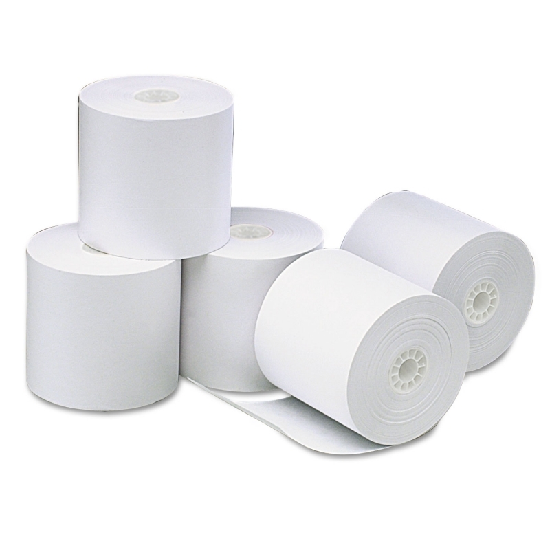 Giấy in K75, phi 57mm khổ giấy 75mm. Chuyên dùng máy in công nghệ in kim. khổ 75mm