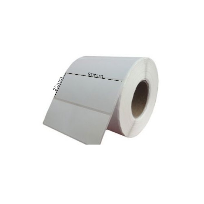 Decal thường in mã vạch 80x25mm, 1 tem/hàng, cuộn 50m