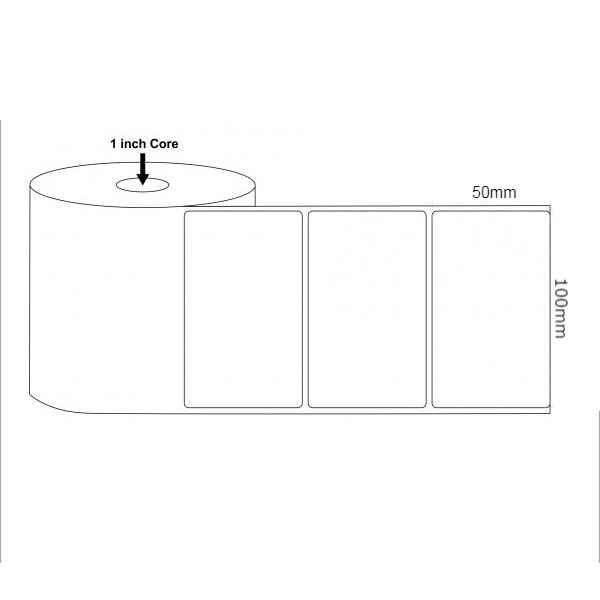Decal nhiệt in mã vạch khổ 100x50mm, cuộn 50m