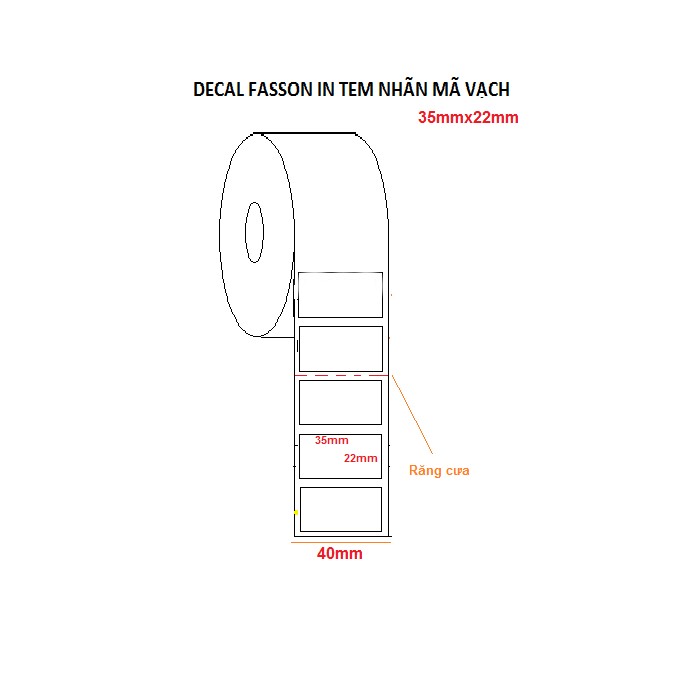 Decal giấy nhiệt in mã vạch 35x22mm 1 tem/hàng