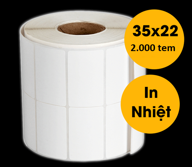 Decal in nhiệt 2 tem 35x22mm. 2000 tem/ cuộn