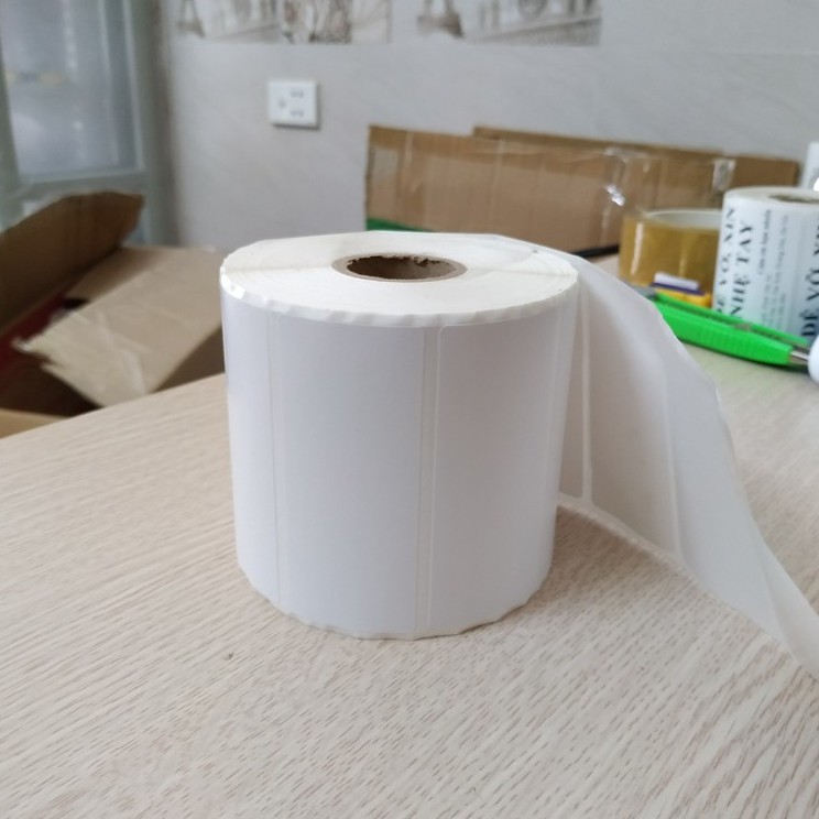Decal tem nhãn 80x35mm 1 tem/ hàng - cuộn 50m, tem trơn