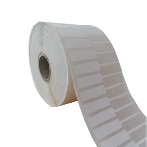 Decal PVC in tem nhãn vàng bạc 42x10mm, đuôi tem 38mm - 3000 tem/ cuộn