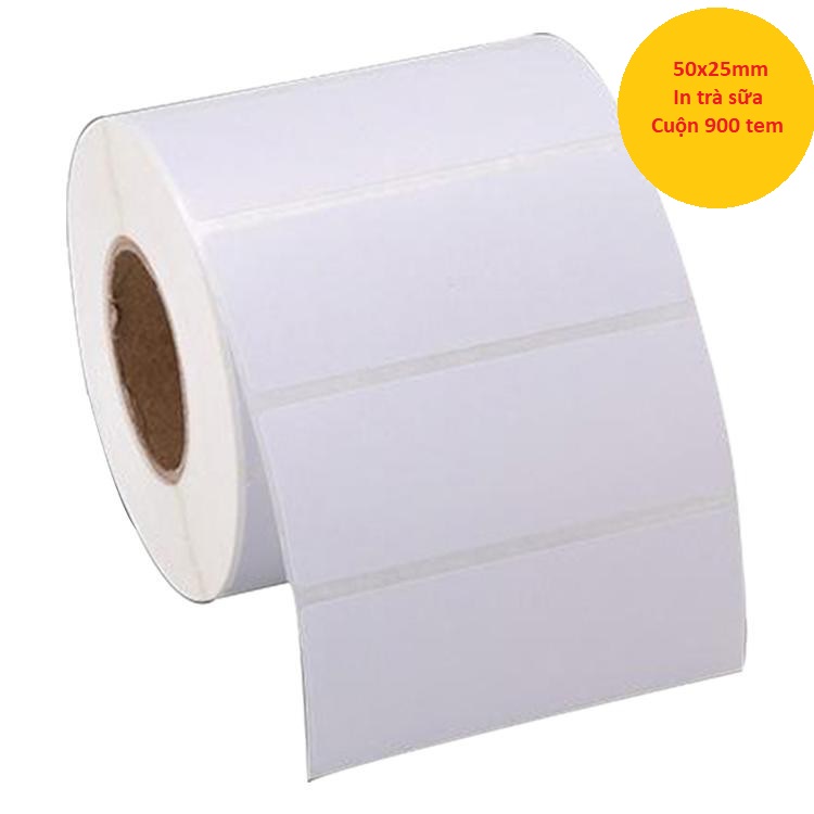 Decal nhiệt 50x25mm, 1 tem/hàng, cuộn 900 tem