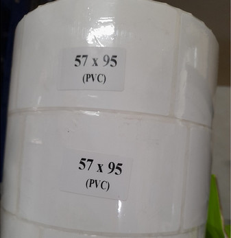 Decal in tem PVC 57x95mm, cuộn dài 50m