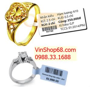 Decal PVC in tem nhãn vàng bạc 50x15mm (tem 25x15mm), đuôi tem 40mm - 2500 tem/ cuộn